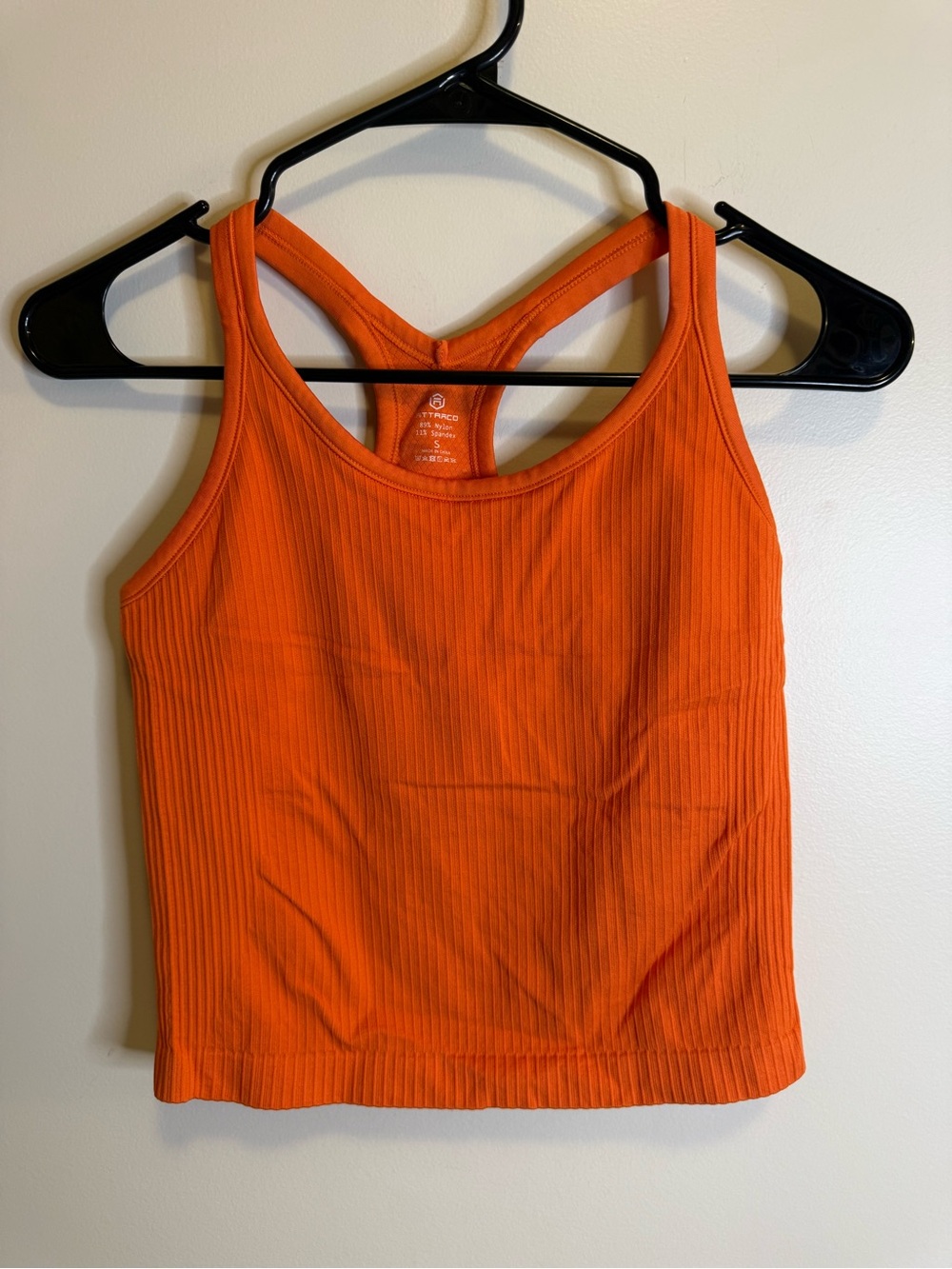 Orange Ribbed Racerback tank